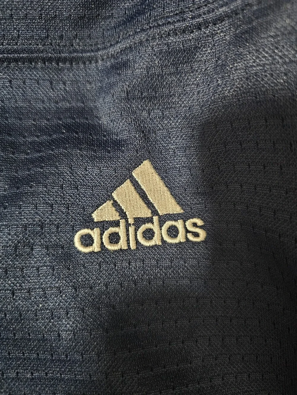 VTG Notre Dame Fighting Irish Hockey Jersey L CCHA Adidas Blue Gold Stitched EUC